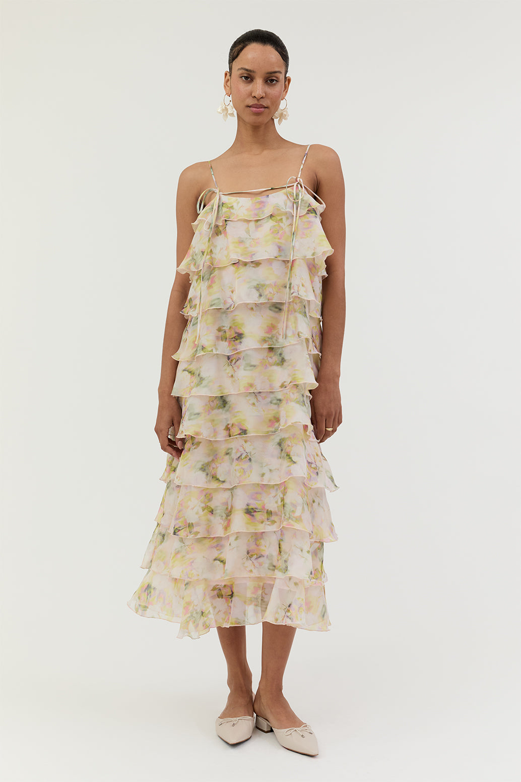 Belle Ruffle Tiered Organza Midi Dress