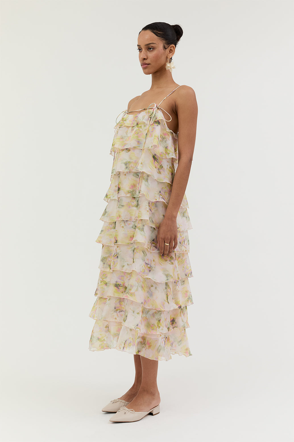 Belle Ruffle Tiered Organza Midi Dress