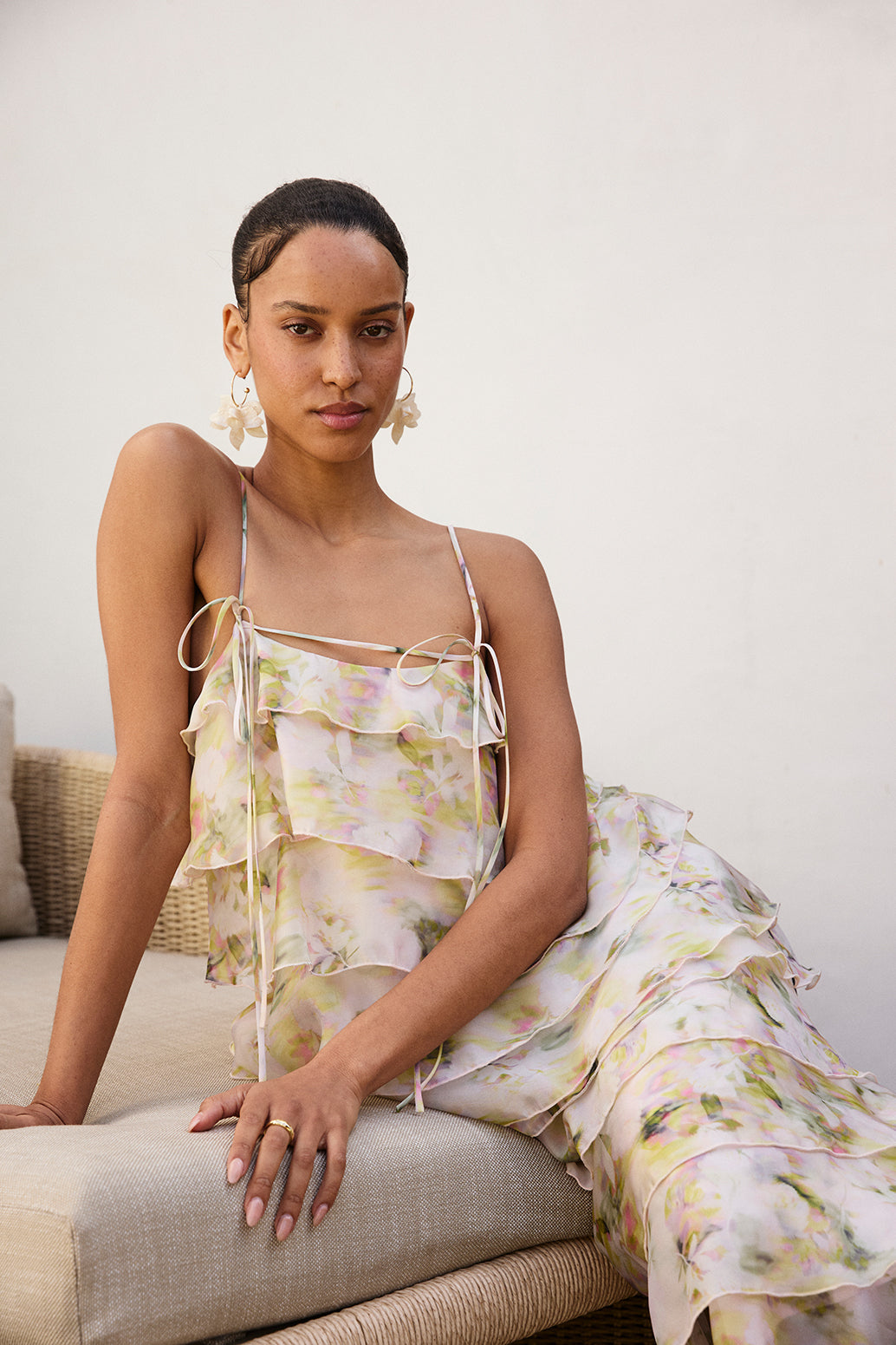 Belle Ruffle Tiered Organza Midi Dress