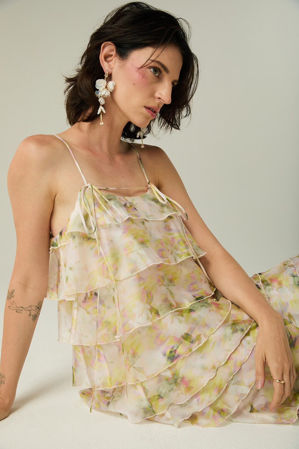 Belle Ruffle Tiered Organza Midi Dress
