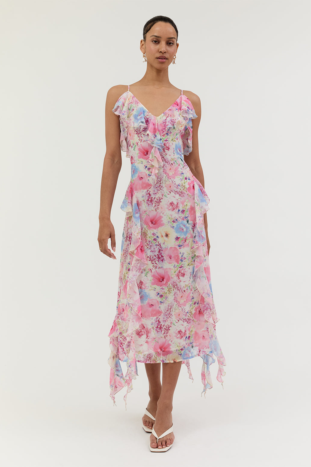 パーティードレス Silk Chiffon Midi Dress SARAHHANN-SS25-LOOK08-