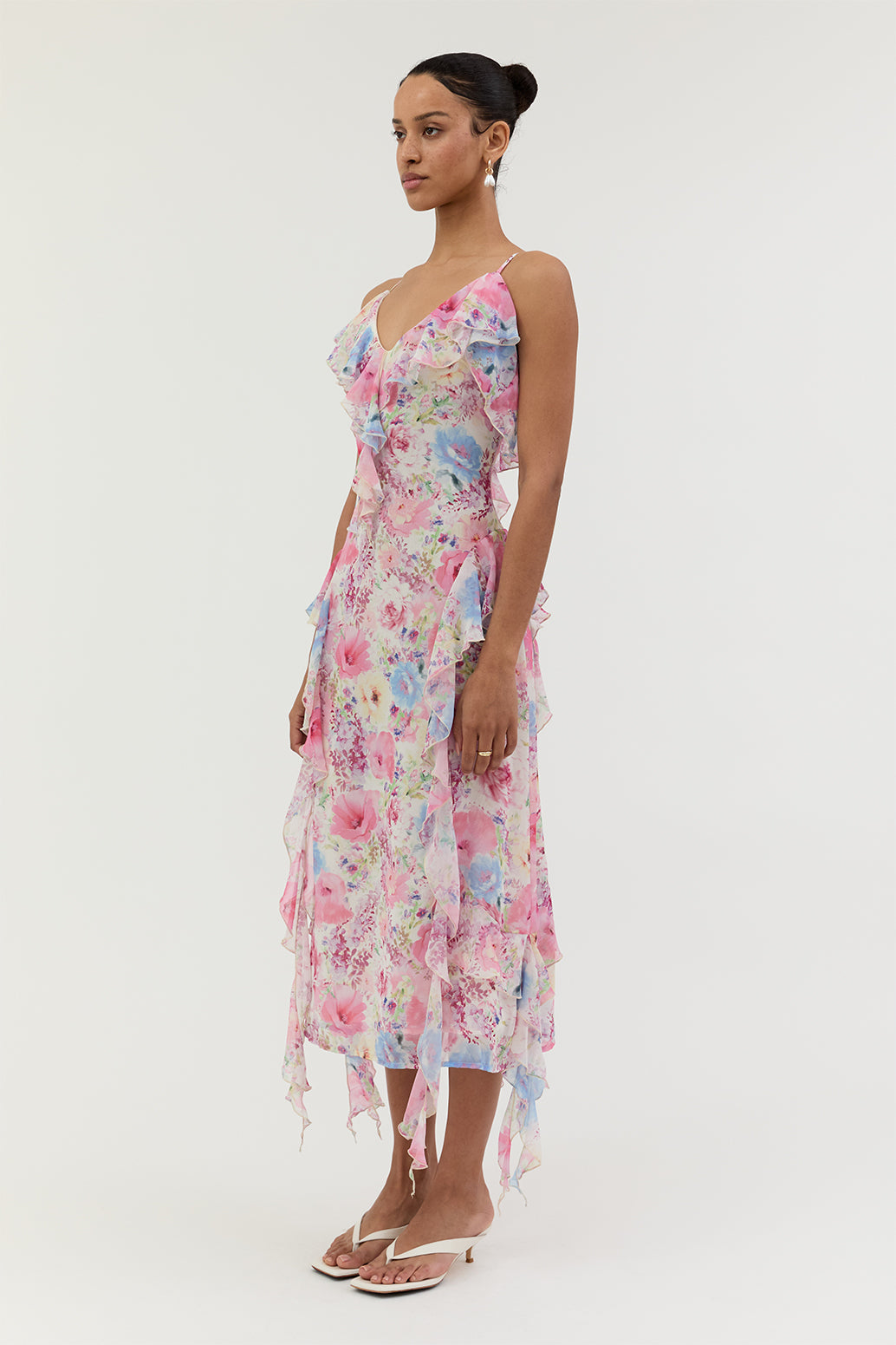 Pattie Ruffle Chiffon Midi Dress