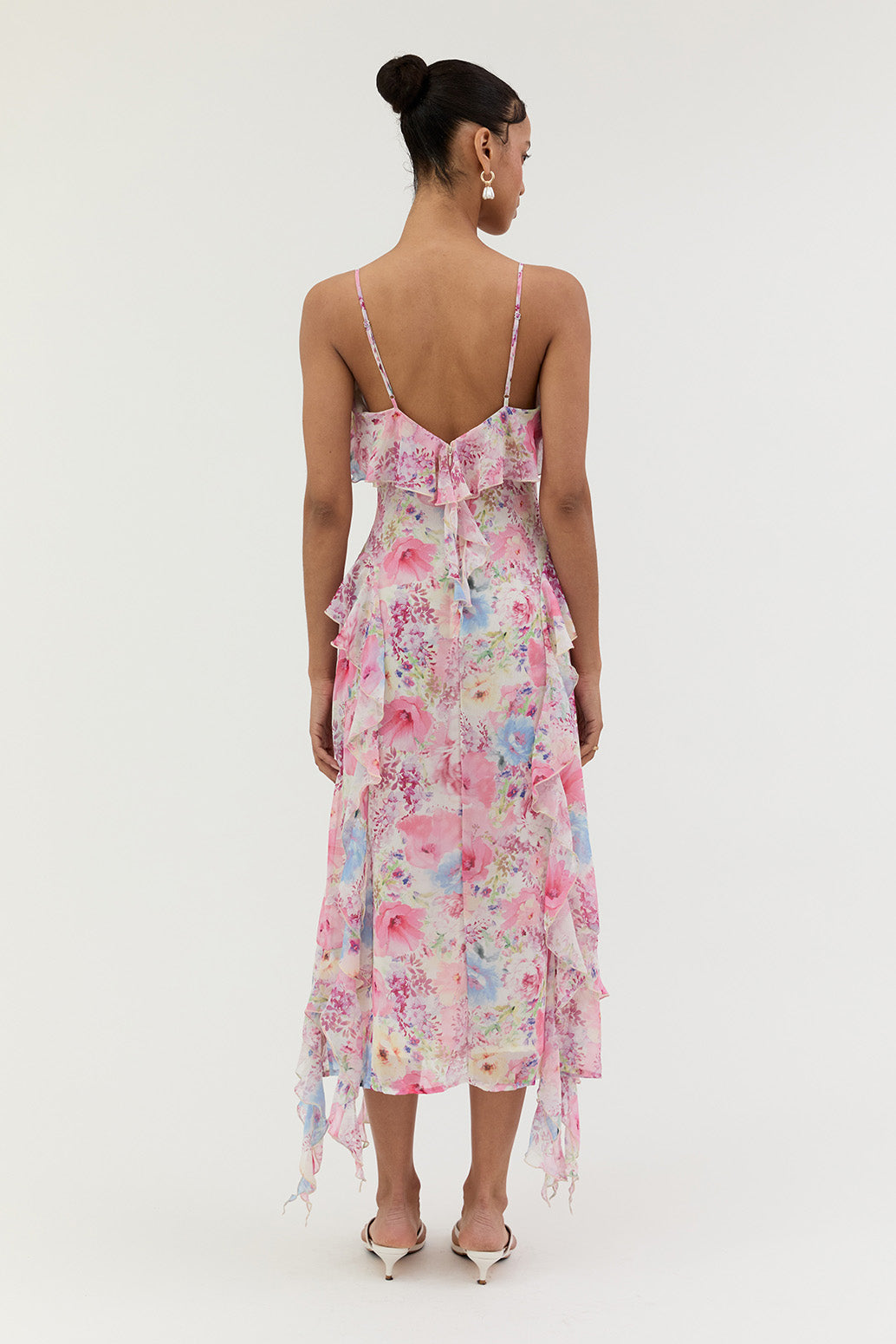 Pattie Ruffle Chiffon Midi Dress