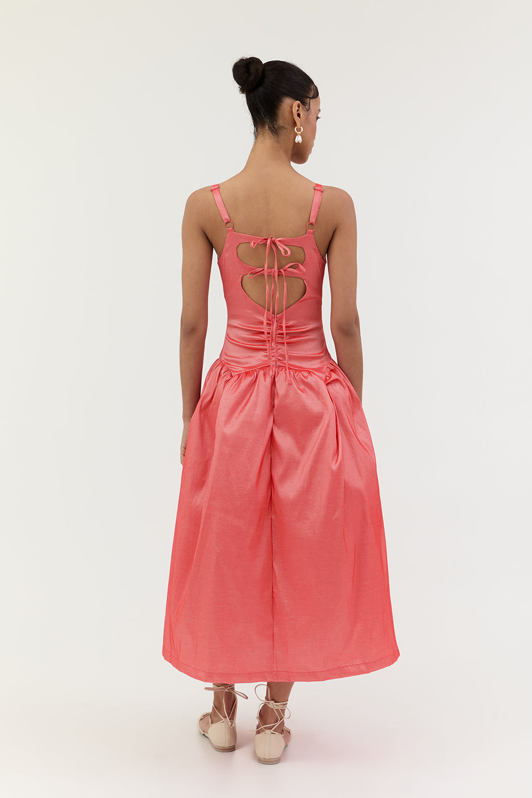Coco Taffeta Pink Midi Dress