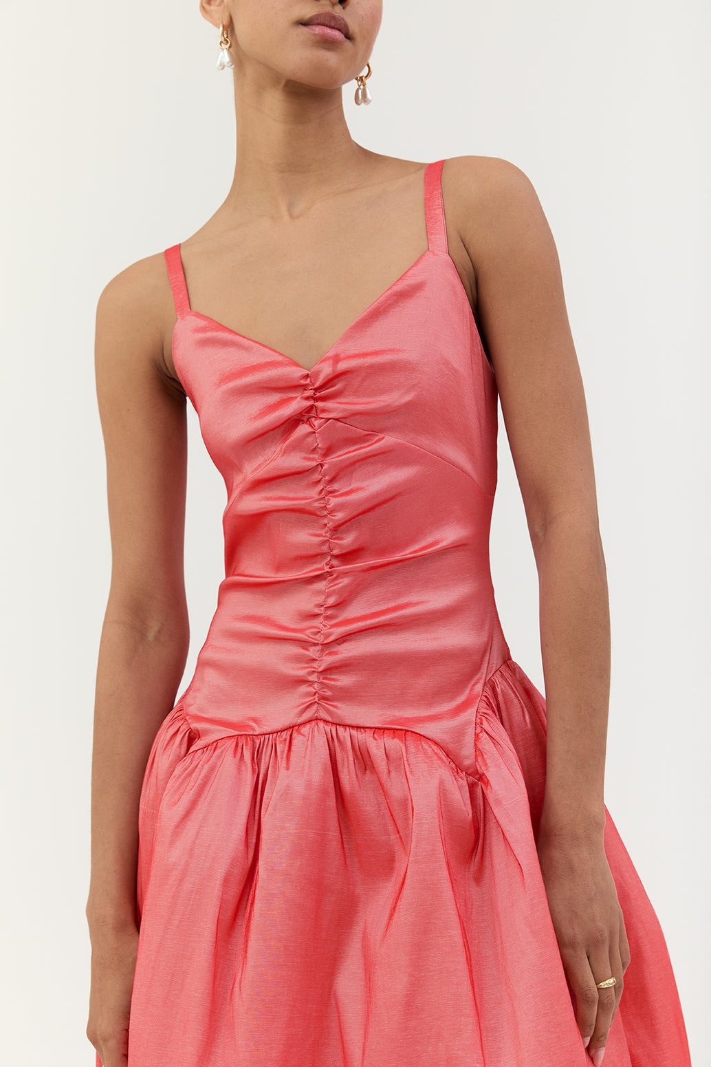 Coco Taffeta Pink Midi Dress